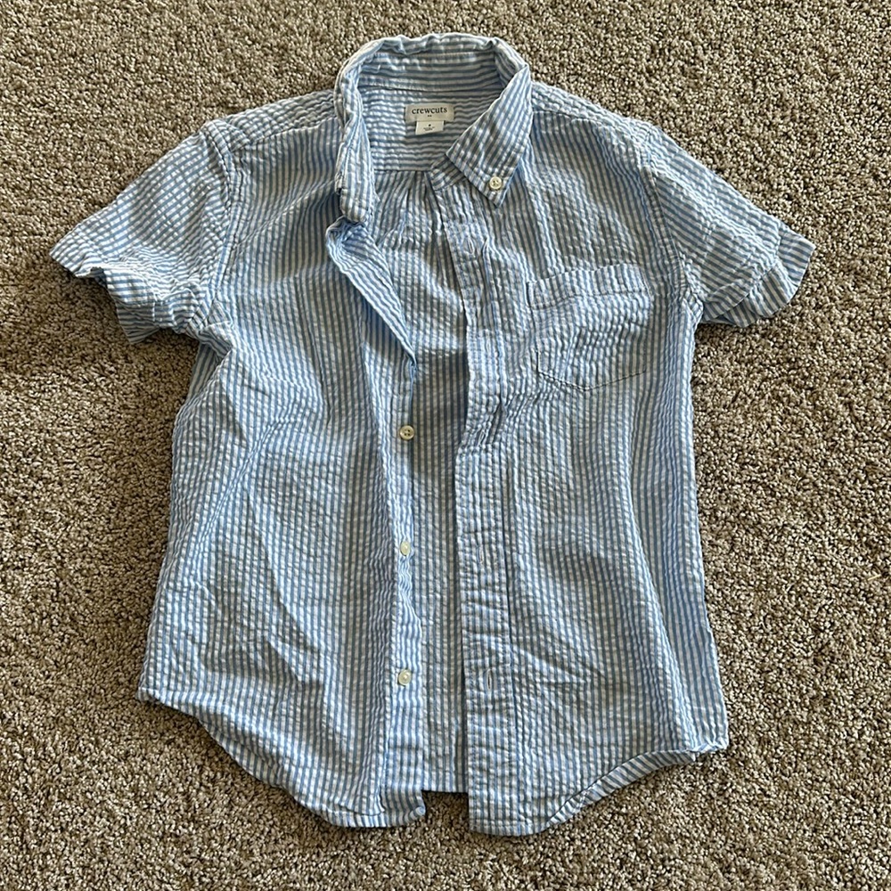 Crewcuts size 8 seersucker short sleeve button down